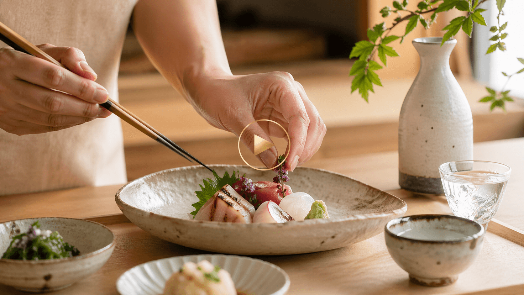 料理動画と日本酒ペアリングを楽しむイメージ